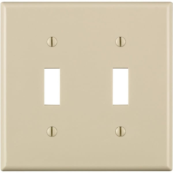 Leviton 2-Gang Thermoplastic Nylon Toggle Switch Wall Plate, Light Almond 011-80709-00T - main